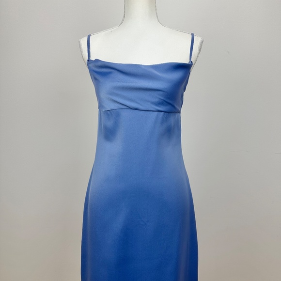 WeWoreWhat Cowl Midi Slip Dress Satin Charmeuse Slate Blue Revolve NWT. - Picture 5 of 13
